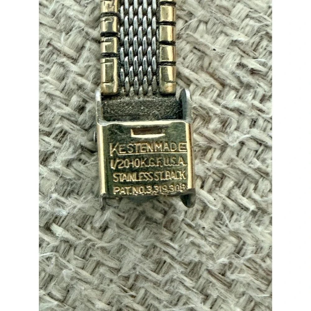 Vintage Benrus Ladies Watch Gold Tone‎ 10K GF Bracelet Cloudy Crystal